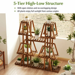 Planteholder i fyr trapezformet 113x27x114 cm brun 5 niveauer