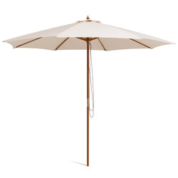 Parasol stor beige træ med 8 bambusstænger 295x295 cm