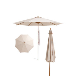 Parasol stor beige træ med 8 bambusstænger 295x295 cm
