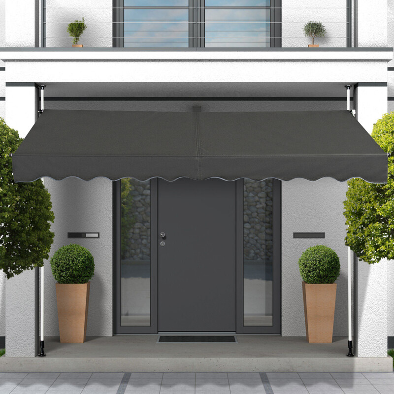 Balkonmarkise grå aluminium oxfordvæv 350 cm bred justerbar