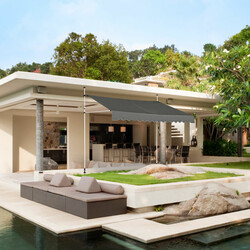 Balkonmarkise grå aluminium oxfordvæv 350 cm bred justerbar