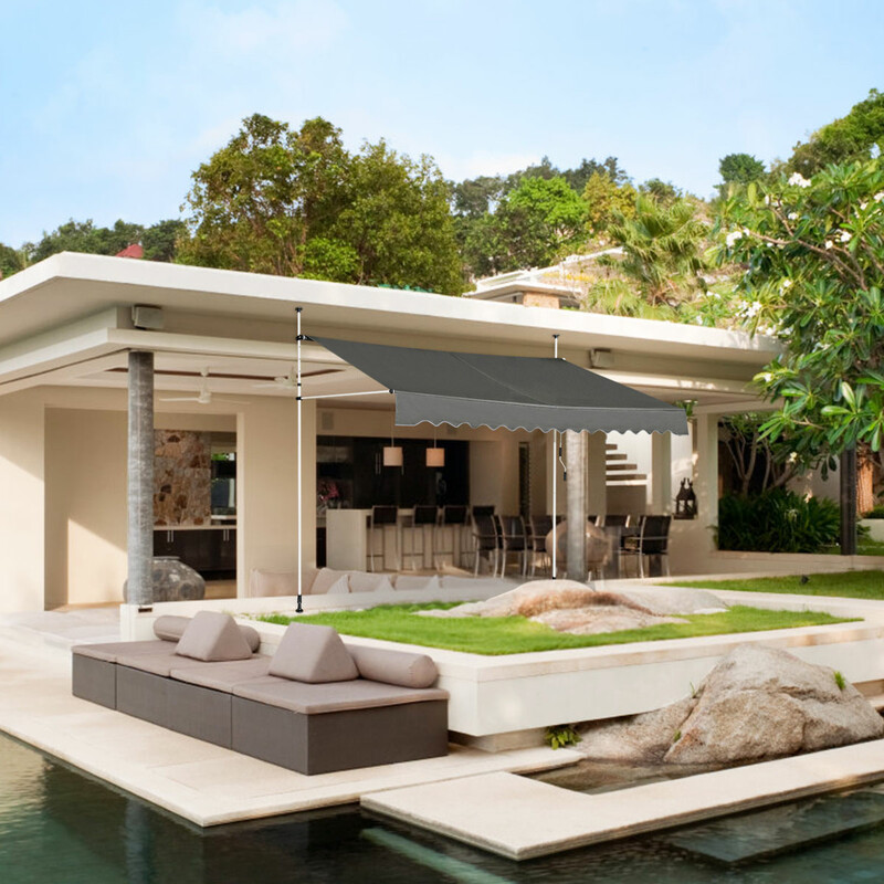 Balkonmarkise grå aluminium oxfordvæv 350 cm bred justerbar