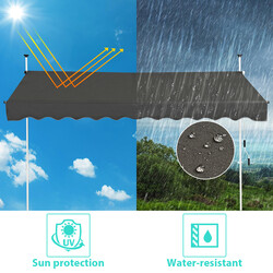 Balkonmarkise grå aluminium oxfordvæv 350 cm bred justerbar