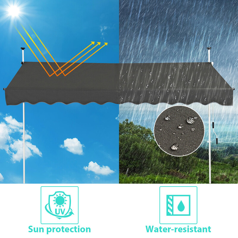 Balkonmarkise grå aluminium oxfordvæv 350 cm bred justerbar