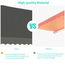 Balkonmarkise grå aluminium oxfordvæv 350 cm bred justerbar