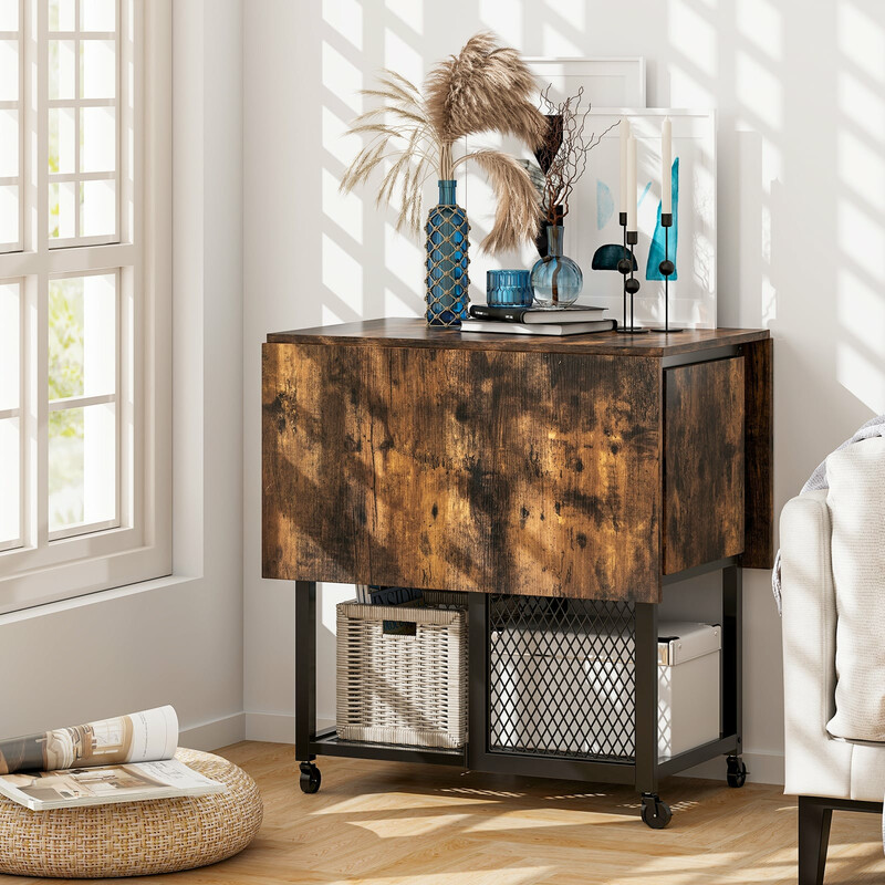 Kompakt spisegruppe med udtrækkeligt bord 2 stole og hylde