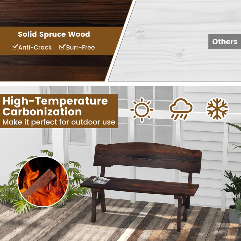 Havebænk i grantræ 120 cm bred 325 kg kapacitet vejrbestandig