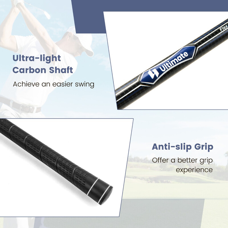 Golfklub sæt højrehåndet 9-delt aluminiumdriver zinkjern kolfiberstang TPR-håndtag silverfinish