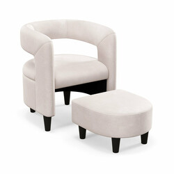 Lænestol med fodpall i beige fløjl sæt
