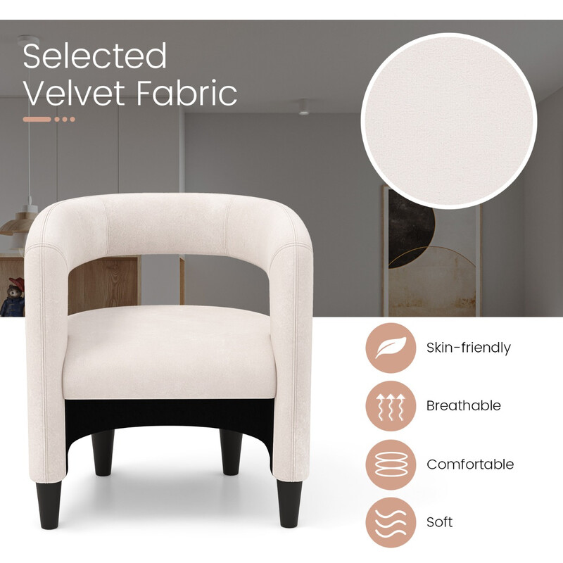 Lænestol med fodpall i beige fløjl sæt