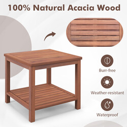 Sidebord akacietræ 45x45x45 cm to niveauer naturlig