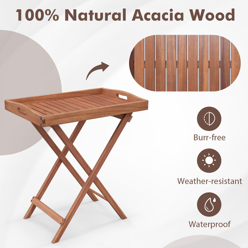 Sidebord akacietræ 68x44x74 cm foldbart indendørs udendørs 1 stk