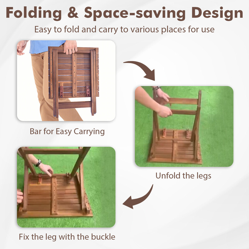 Sidebord af akacietræ 46x46x45 cm sammenklappeligt til terrasse og balkon