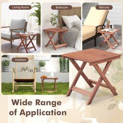 Sidebord af akacietræ 46x46x45 cm sammenklappeligt til terrasse og balkon