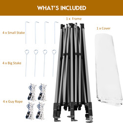 Pop-up telt 3x3 m hvid justerbar højde transporttaske