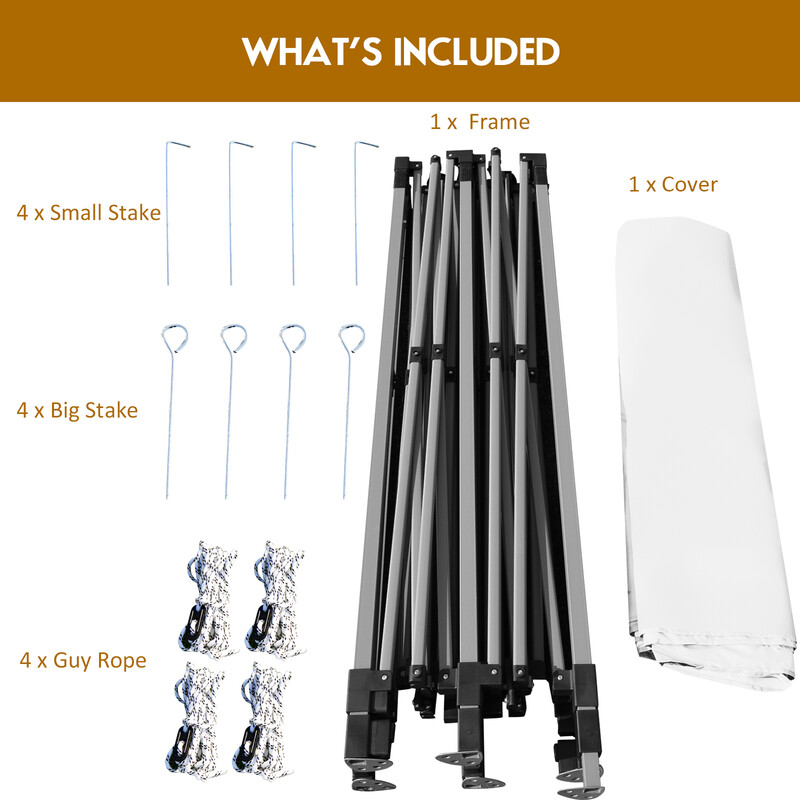 Pop-up telt 3x3 m hvid justerbar højde transporttaske