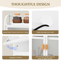 Køkkenskab hvid metal 76x36x161 cm med justerbar hylde og krogvæg