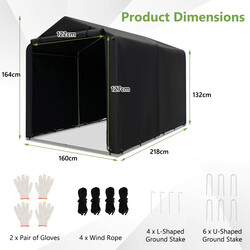 Udendørs skur galvaniseret stål PE 160x218x164 cm mørkgrå