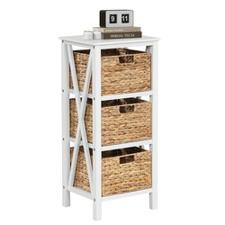 Natbord hvid MDF akacietræ gummitræ 36x30x80 cm med 3 søgræskurve