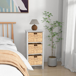 Natbord hvid MDF akacietræ gummitræ 36x30x80 cm med 3 søgræskurve