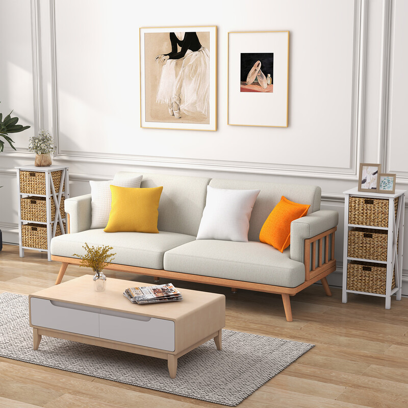 Natbord hvid MDF akacietræ gummitræ 36x30x80 cm med 3 søgræskurve