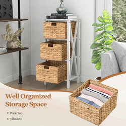 Natbord hvid MDF akacietræ gummitræ 36x30x80 cm med 3 søgræskurve