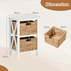 Natbord hvid akacietræ X-design med søgræskurve 3 niveauer 36x30x57 cm