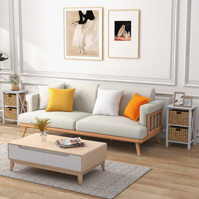 Natbord hvid akacietræ X-design med søgræskurve 3 niveauer 36x30x57 cm