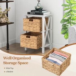 Natbord hvid akacietræ X-design med søgræskurve 3 niveauer 36x30x57 cm