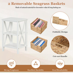 Natbord hvid akacietræ X-design med søgræskurve 3 niveauer 36x30x57 cm