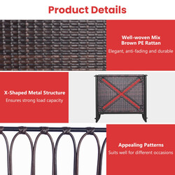 Hængende terrassgynge metalramme PE rotting 180 kg med puder