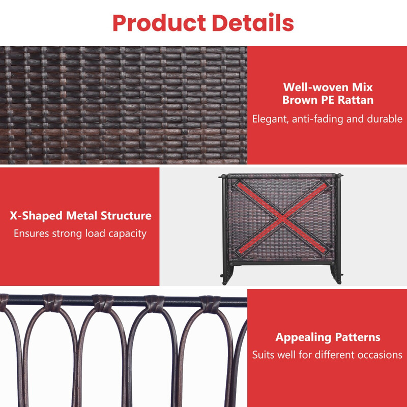 Hængende terrassgynge metalramme PE rotting 180 kg med puder