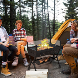 Kulgrill rustfri stål 98x42x68 cm med vindskærm og opbevaringshylde til camping