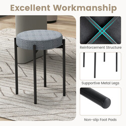 Stabelbare køkkensæder mørkgrå 4 stk med metalben skumpolstring og linnedæksel