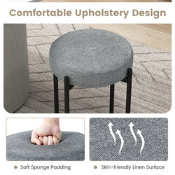 Stabelbare køkkensæder mørkgrå 4 stk med metalben skumpolstring og linnedæksel