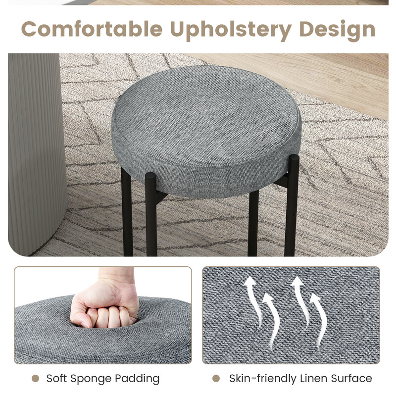 Stabelbare køkkensæder mørkgrå 4 stk med metalben skumpolstring og linnedæksel