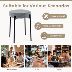 Stabelbare køkkensæder mørkgrå 4 stk med metalben skumpolstring og linnedæksel