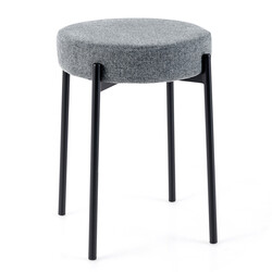 Stabelbare køkkensæder mørkgrå 4 stk med metalben skumpolstring og linnedæksel