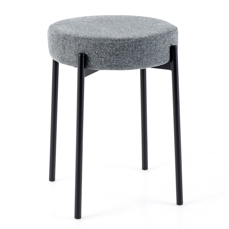 Stabelbare køkkensæder mørkgrå 4 stk med metalben skumpolstring og linnedæksel