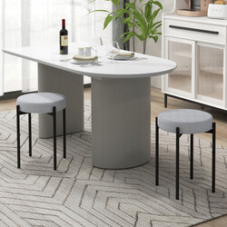 Barstole lysgrå metalben linnedstof polstret 4 stk stabelbare