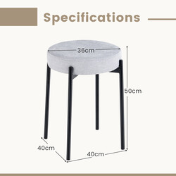 Barstole lysgrå metalben linnedstof polstret 4 stk stabelbare