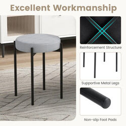 Barstole lysgrå metalben linnedstof polstret 4 stk stabelbare