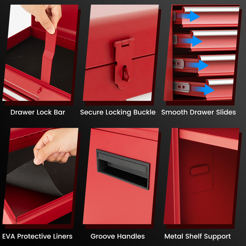 Metal værktøjsvogn 2-i-1 med aftagelig topkasse og justerbar hylde