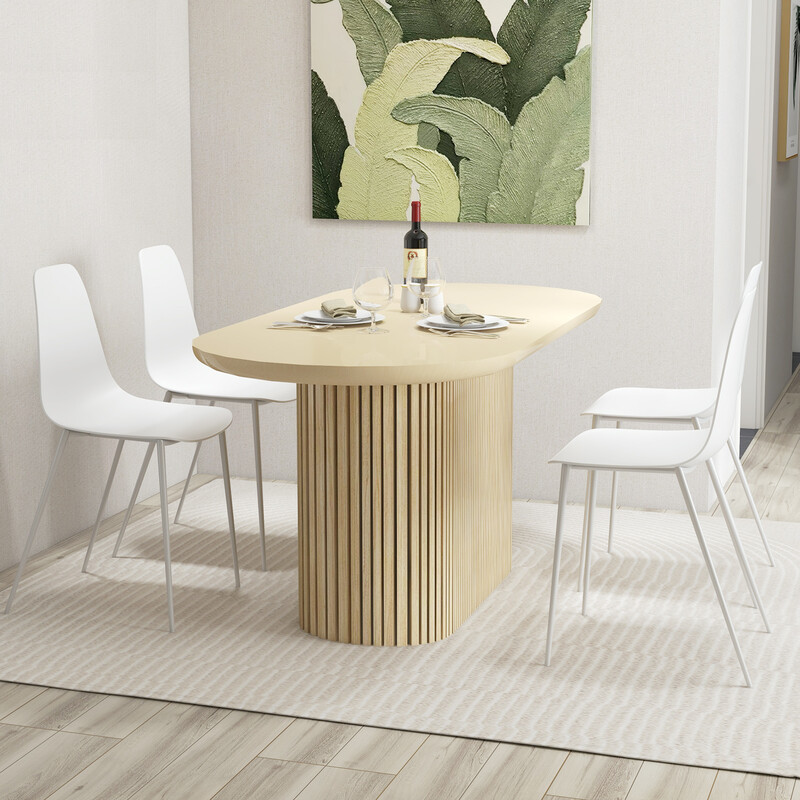 4 moderne hvide matstole uden armlæn i PP og metal 52x48x88 cm