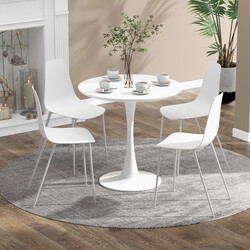 4 moderne hvide matstole uden armlæn i PP og metal 52x48x88 cm