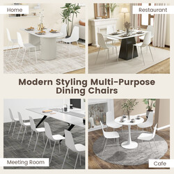 4 moderne hvide matstole uden armlæn i PP og metal 52x48x88 cm