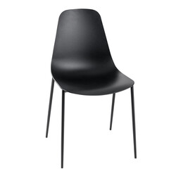 4 moderne sorte spisestole uden armlæn metalben PP 52x48x88 cm