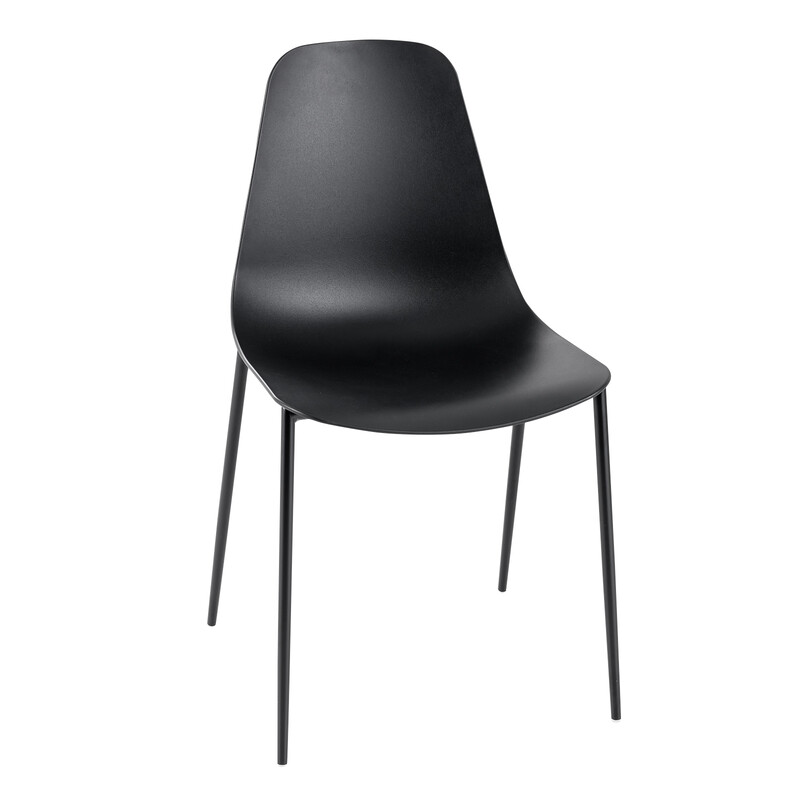 4 moderne sorte spisestole uden armlæn metalben PP 52x48x88 cm