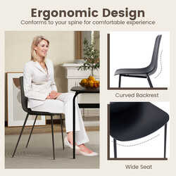 4 moderne sorte spisestole uden armlæn metalben PP 52x48x88 cm