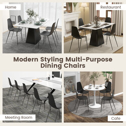 4 moderne sorte spisestole uden armlæn metalben PP 52x48x88 cm